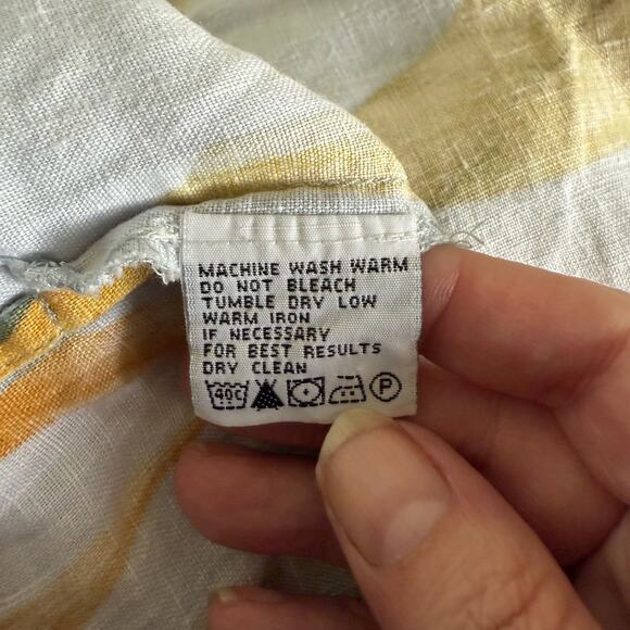 Tommy Bahama Mens Shirt Sz L Linen Blue Yellow Bird of Paradise Flower Buttons - Picture 10 of 10